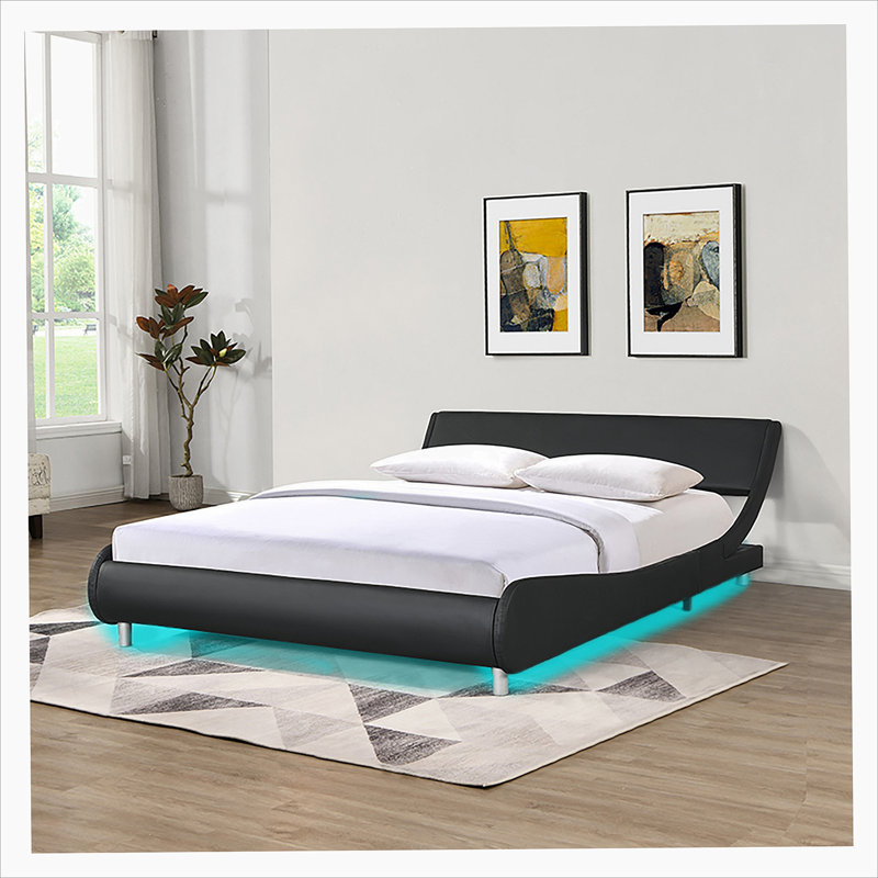 Orren Ellis Upholstered Platform Bed Frame LED lighting with remote controller and APP Wayfair